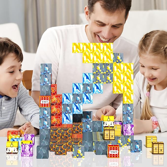 180PCS Magnetic Building Blocks for Kids - 0.8" Pixel Art Magnetic Cubes for Boys Ages 3 4 5 6 7 8-12, Sword Portal Magnet Block Set, STEM Sensory Educational Toys Ideal Birthday