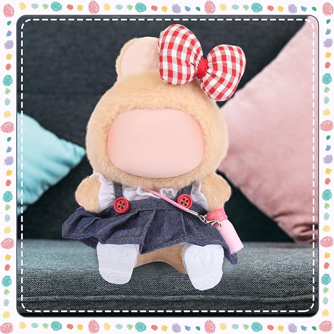 5 Pcs Stylish Set for 17cm Dolls with Fashion Hat ,Water Bottle,Skirt,Shoes and Sweater Outfit Set, Cute Doll Style Accessories Gift(Elegant,Pink)