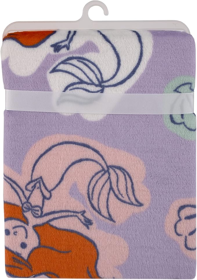 Disney The Little Mermaid Orange, Lavender, Aqua and White Ariel Super Soft Baby Blanket