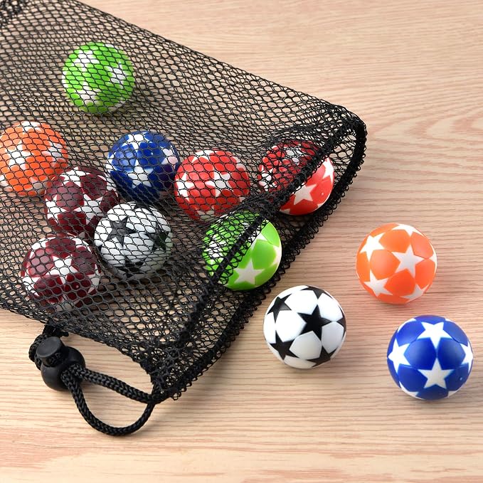 Coopay 12 Pieces 32mm Foosball Balls Table Multicolor Football Soccer Replacement Balls for Official Tabletop Game with a Black Drawstring Bag