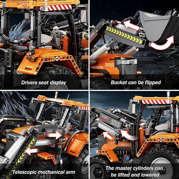 Loading Tractor Building Blocks for Adults with Remote Control - Architectural Model Kit, STEM Engineering Building Toys for Ages 18 and up (22024)