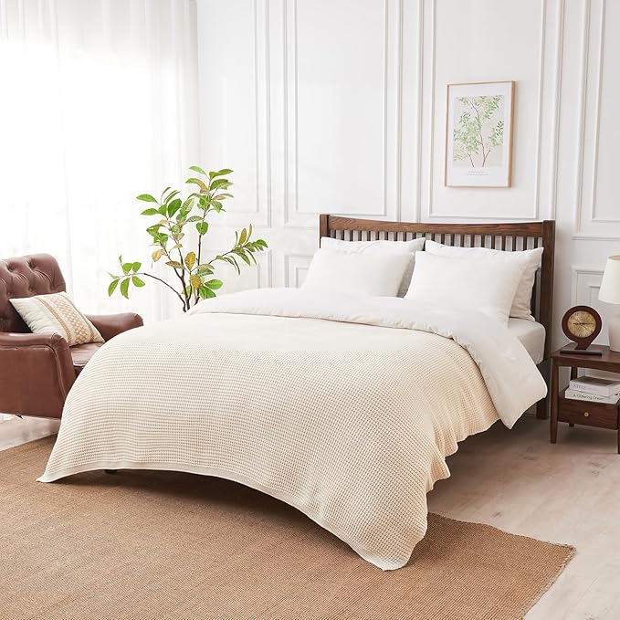 Douceur Cream Throw Blanket for Couch, Soft Chunky Cable Knit Throw Blanket, Classic Fisherman's Rib Stitch Pattern Throw for Living Room,50"X60"