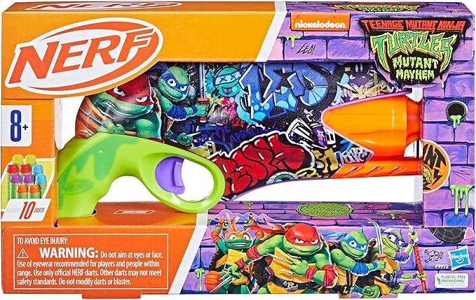 Nerf Teenage Mutant Ninja Turtles Blaster, 10 Elite Darts, Toy Foam Blasters, Ages 8 and Up
