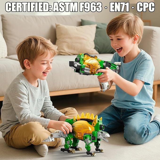 Blaster Toy Gun Transforming Alloy Dinosaur - 2 in 1 Morphing Toy (Gun to Dino), Soft Bullet Toy Blaster Gun with 20 Foam for Indoor Outdoor Shooting Game, Toy Blaster for Kids Boys Girls (S-Dino)