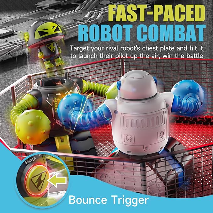 Remote Control Fighting Robots Game Set of 2, RC Ejecting Battle Bots with Light & Sound, Fun Electronic Battle Robots Toys, Christmas Birthday Gifts for Kids Boys Age 6+ Year Old