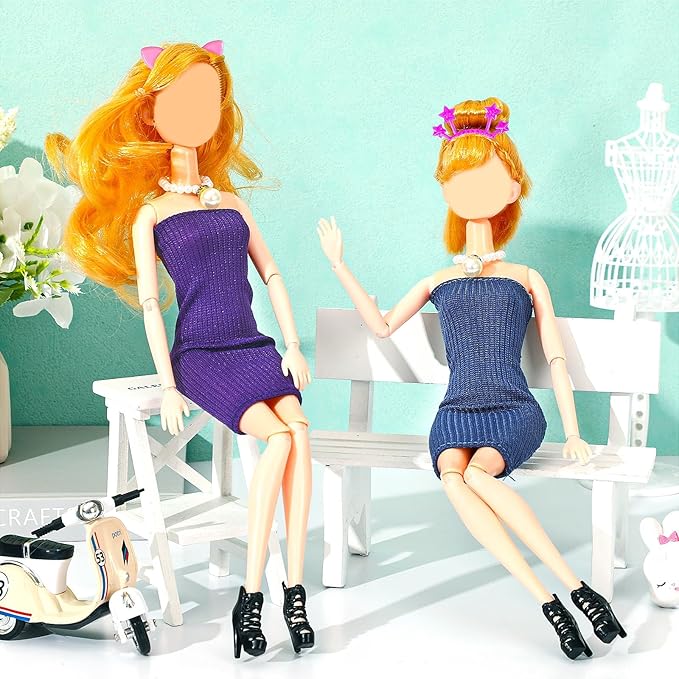 UPINS 6 Sets Doll Clothes Girls Doll Accessories for 11.5 Inch Doll Include Summer Dress Necklace Headband Shoes Regular Outfit Doll Clothing Girl Birthday Gift