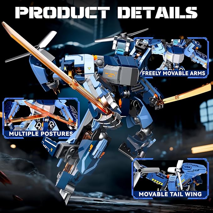 Tenhorses Star Machine Change - Fighter Mecha Building Blocks Set, Kids can Build into Robots or Fighter Jets, 2 in 1 Toy, 6+ Best STEM Gift for Boys and Girls for Birthday Holidays