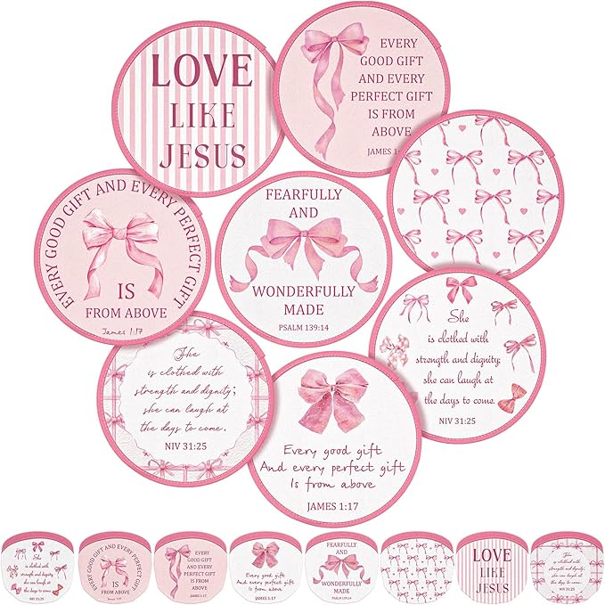 Gejoy 24 Pcs Pink Bow Foldable Fan Style Summer Flower Handheld Round Folding Flying Disc for Women Man Daily Use Festival Wedding Party Favors Decorations Portable, 8 Style