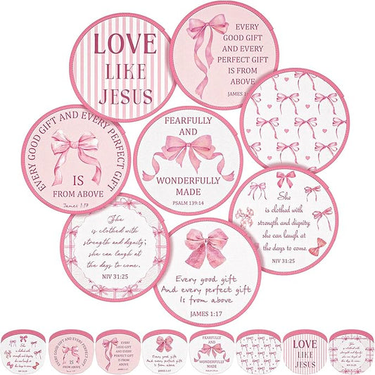 Gejoy 24 Pcs Pink Bow Foldable Fan Style Summer Flower Handheld Round Folding Flying Disc for Women Man Daily Use Festival Wedding Party Favors Decorations Portable, 8 Style