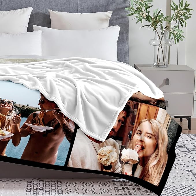 Yofair Ships Next Day, Custom Blanket with Picture Wedding Anniversary Valentines Day Gifts for Him Her Personalized Photo Blankets I Love You Couple Gift for Women Boyfriend Girlfriend Wife Husband
