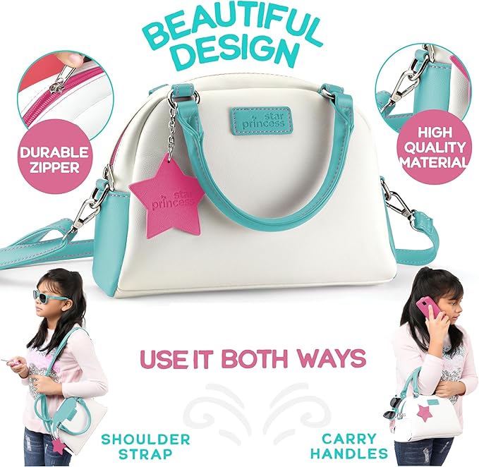 Little Girls' Play Purse - Pretend Play Accessories: Toy Phone, Wallet, Credit Cards, Keys, Makeup for Role Playing, Ages 3-8