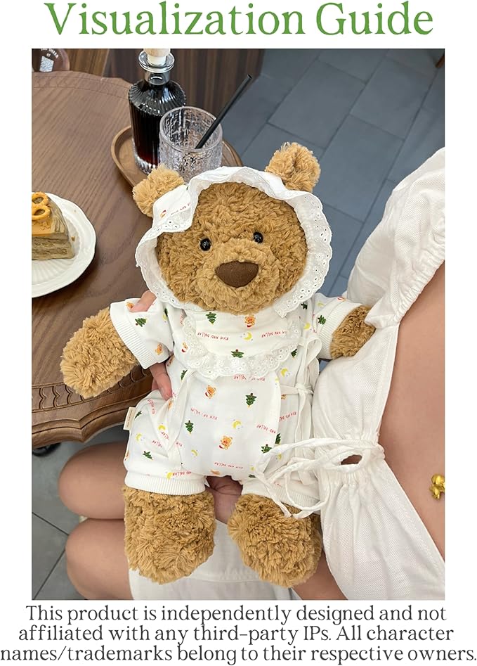 14-16''/36cm Plush Toy Bib-Style Pajama Set + Bear Romper for Chubby Teddy Bears & Bartholomew Bears(NO Doll)