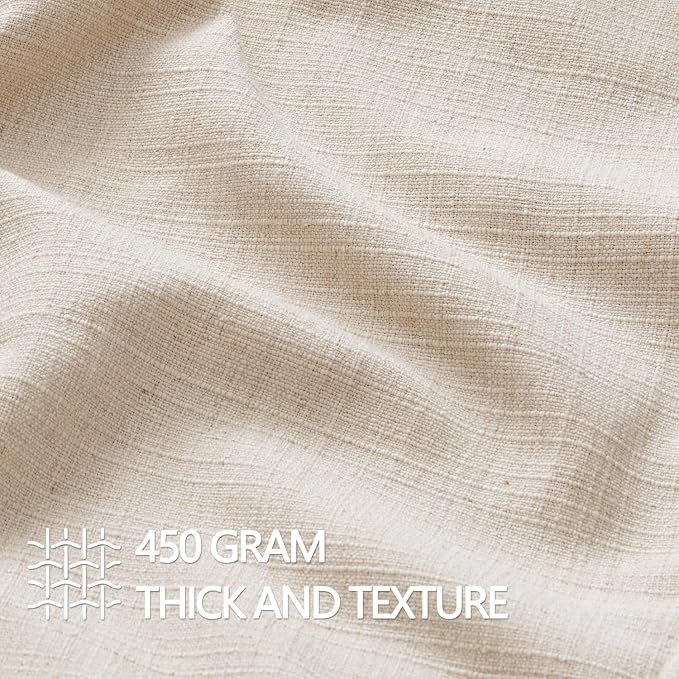 MIULEE Thick Textured Lumbar Throw Pillow Covers 20x12 Inch Natural Linen | Set of 2, Decorative Linen Pillow Cover, Flange Edge Design, Farmhouse Modern Boho Style, Bed Couch Living Room Decor