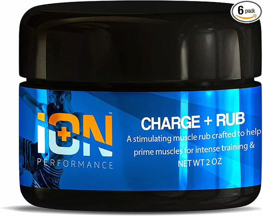6 Ct. Case iON Performance Athlete Warmup Muscle Rub with Cayenne, Creatine, Shea Butter, Orange Essential Oil, Coconut Oil (MCT) Perfect for pre-Game Sport Muscle Massage. Better Than ICY Hot