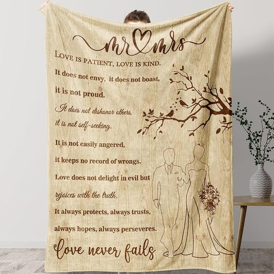 Wedding Gifts for Couples, Bridal Shower Gifts for Bride to Be Soft Blanket | Anniversary Mr and Mrs Gifts, Wedding Gifts for Newlyweds Wedding Throw Blanket 60*80 Inch (Wood)