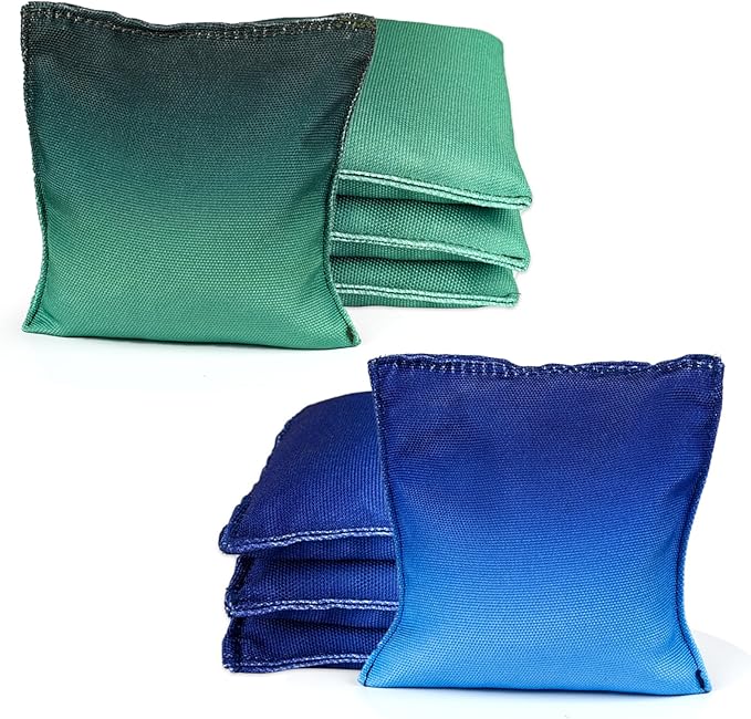 Cornhole Bags Set of 8, Weather Resistant Cornhole Bean Bags with Gradient Design, Durable Modified Size Corn Hole Bags for Outdoor Tossing Games, Includes Tote Bag