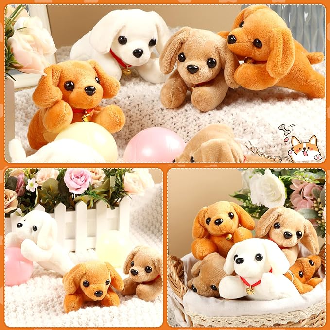 Sosation 20 Pcs Mini Stuffed Animal Dog Bulk Adopt a Puppy Favors Soft Puppy Gift Party for Kids Graduation Birthday Party Charity Donation Classroom Goodie Stuffer (Simple Style,Delicate Color)