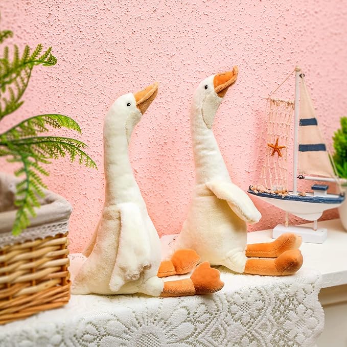 Sosation 3 Pieces 15.7'' Silly Goose Plush Stuffed Animal Toy,Swan Stuffed Animal,White Fluffy Cute Goose Funny Duck Plush Swan Toys Gifts for Kids Home Birthday Favor