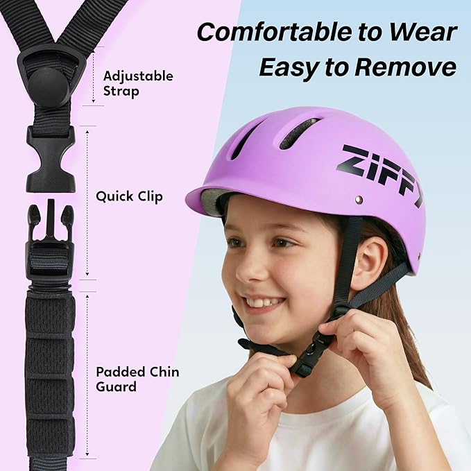 ZIFFY Kids/Toddler Bike Helmet, Adjustable, Lightweight, Safety Certified Scooter Helmet for Boys & Girls with Washable Inner Lining, 2 Sizes, 4 Colors – Fits Toddlers to Youth by Jova