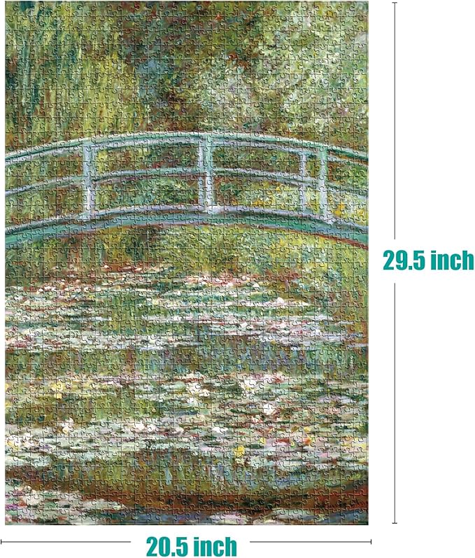 Antelope - 1000 Piece Puzzle for Adults, Bridge Over a Pond of Water Lilies, by Claude Monet, 1899 - Officially Licensed, Jigsaw Puzzles 1000 Pieces, High Resolution, Matte Finish, No Dust
