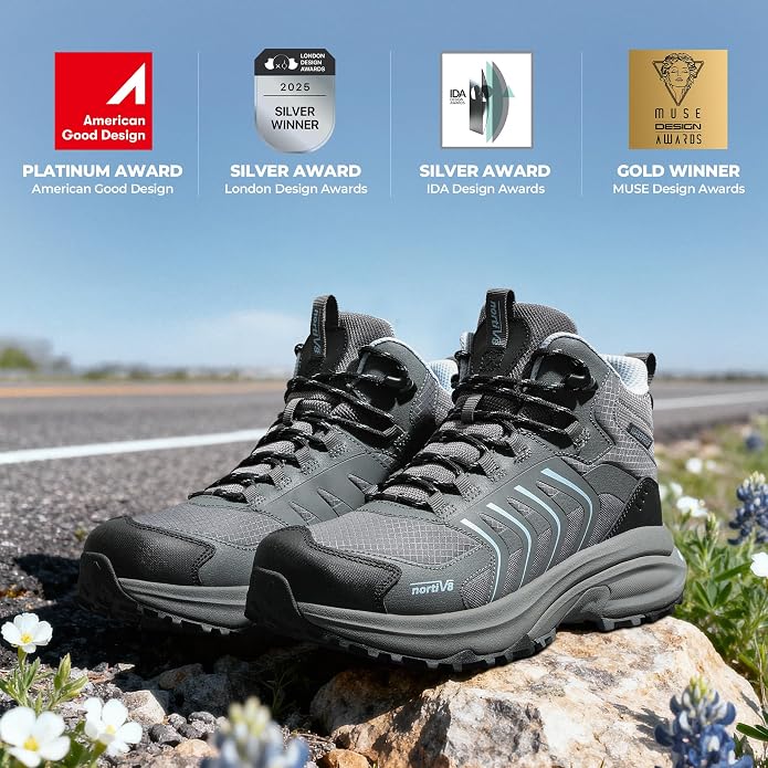 NORTIV 8 Women‘s Hiking Boots Waterproof Lightweight Outdoor Trekking Non Slip Comfortable Camping Ankle Breathable Everyday Boot Armadillo FieldLite