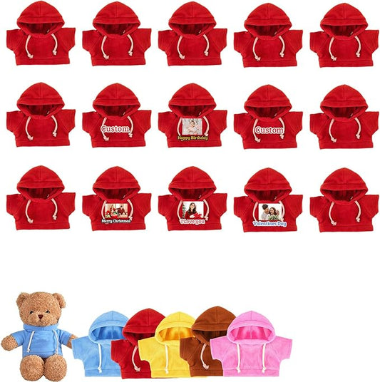 15 Pcs Custom Clothes for Teddy Bears with Text Photo, Personalized Stuffed Animal Clothes Fit 8-16 inch Stuffed Bear Sweater Outfit, Custom Doll Clothing Make Your Own Plush Doll Shirt