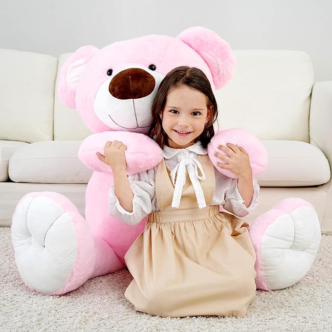 40 Inch Giant Teddy Bear Stuffed Animal, Big Teddy Bear Plush, Birthday Christmas Valentine's Gift for Girlfriend & Kids, Pink, 4.5 lbs