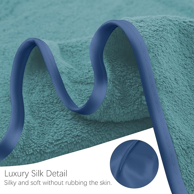 TENSTARS Silk Hemming Hand Towels for Bathroom - Quick Drying - Ultra Soft Microfiber Absorbent Towel for Bath Fitness, Gym, Shower, Hotel, and Spa - 16x28 Inch | Set of 6, Teal
