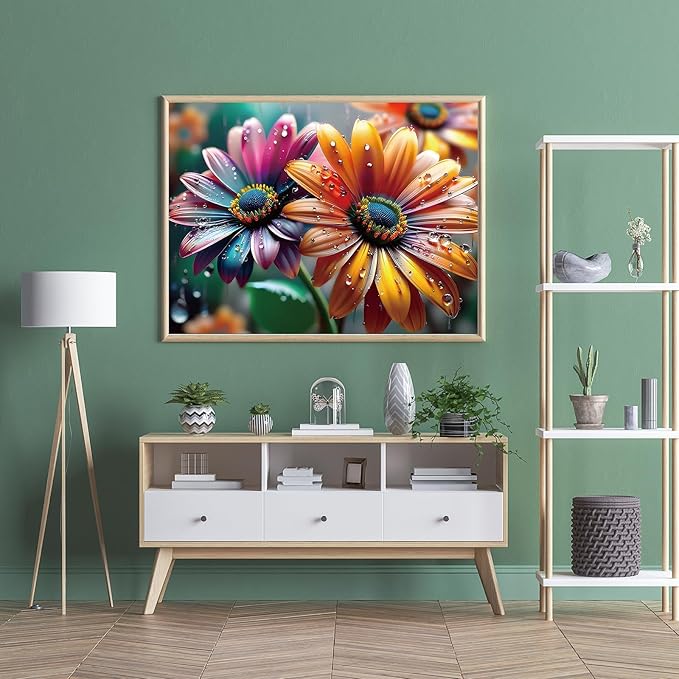 500 Piece Puzzles for Adults, Flowers Jigsaw Puzzles 500 Pieces - Dewdrop Daisies, Impossible Puzzle for Home Decor, Finished Size 20.47 * 14.96”, with 1:1 Poster, Letter on The Back