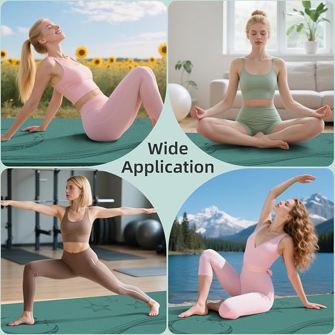 Extra Wide Yoga Mat, 72"x40"x0.4"Thick, Large Exercise Mat, Oversized Non Slip Workout Mat with Strap for Yoga, Pilates, Fitness, Home Gym Studio