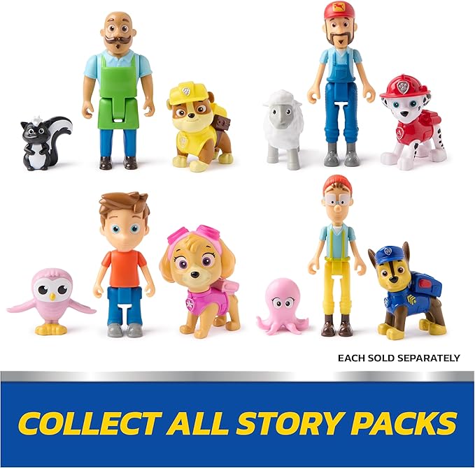 Paw Patrol, Chase & Captain Turbot Figure Pack with Baby Octopus Toy Figure, Kids Toys for Boys and Girls Ages 3 and Up