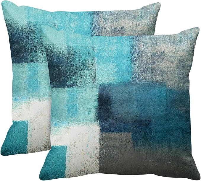 Emvency Throw Pillow Covers Set of 2, 26 x 26 Inch, Abstract Modern Teal | Turquoise Painting Outdoor Decorative Square Pillow Cases Couch Cushion Case for Couch Bed Sofa Living Room Home Decor
