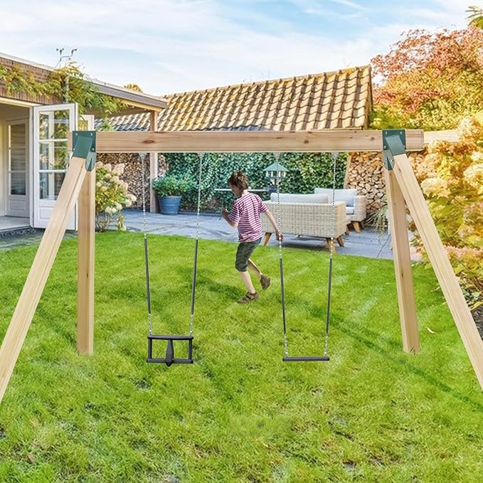 VEVOR A-Frame Middle Swing Set Brackets, Heavy Duty Carbon Steel Swing Set Hardware with Mounting Hardware, DIY Swing Set Bracket Swing Set Kit for 4x4 Legs & 4x6 Beam, Green (2 pc)