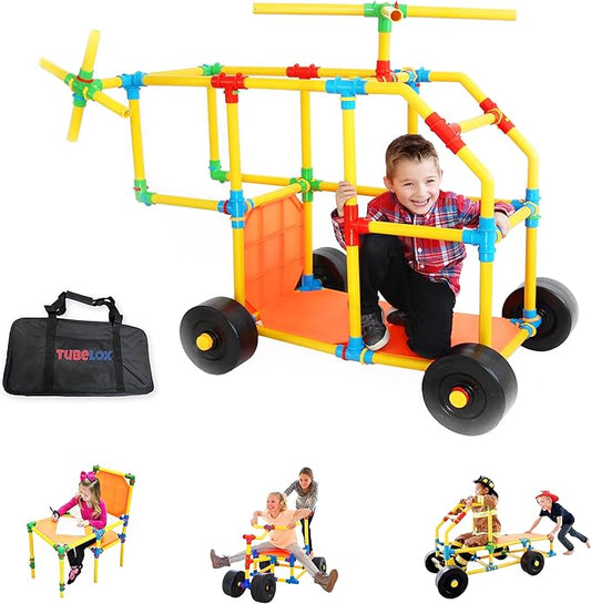 Tubelox Deluxe Building Toy Set | 220 Piece with Storage Bag - STEM Toy for Kids - Build Anything - Creative Construction Blocks - Durable Material | Fun, Creative, and Educational Play