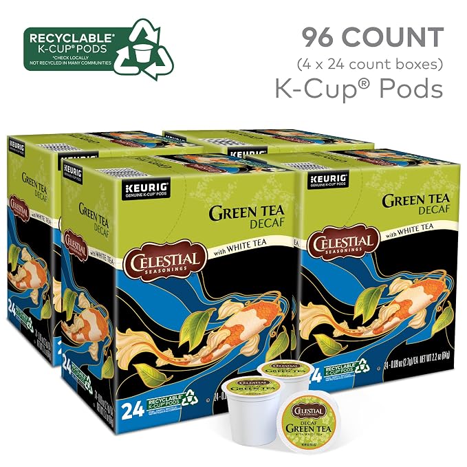 Celestial Seasonings Decaf Green Tea, Single-Serve Keurig K-Cup Pods, 96 Count