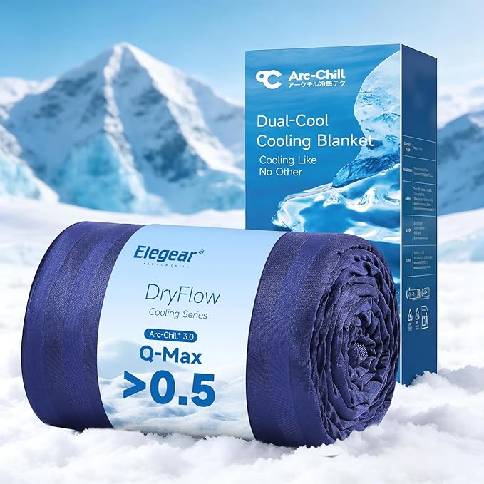 Elegear Cooling Blanket for Hot Sleepers, One-Way Moisture Flow, Twin Size | Arc-Chill® 3.0 Q-Max>0.5 Cooling Fabric with One-way Moisture Flow Helps Keep Skin Cool & Dry & Breathable, No Sticky Feeling