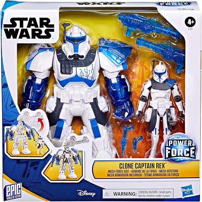 STAR WARS Epic World of Action Clone Captain Rex Mech Force Suit, 6.5-Inch Mech Suit & 4-Inch Action Figure, Toys for Boys & Girls, Christmas Stocking Stuffer Gifts, Ages 4+ (Amazon Exclusive)
