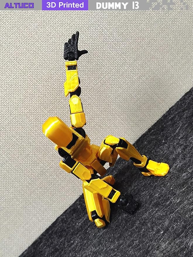 T13 Action Figure for Kids,3D Printed Titan 13 Figure with Multiple Accessories,Dummy 13 Desktop Decorative Toy(Gold)
