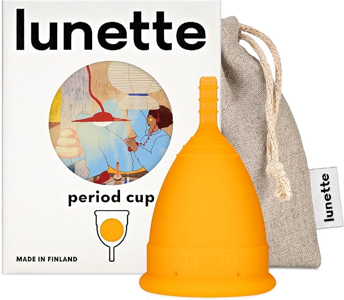 Lunette Menstrual Cup - Reusable Period Cup – Medical-Grade Silicone | 12‑hour Comfort, Reusable up to 10 years, BPA‑free, Tampon alternative, Made in Finland, Size 2 Orange