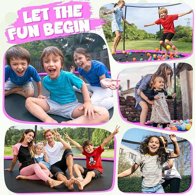 JELENS Trampoline 8FT 10FT 12FT 14FT 15FT 16FT, Recreational Trampolines with Enclosure Net, Outdoor Anti-Rust Trampolines for Kids and Adults, ASTM Approved