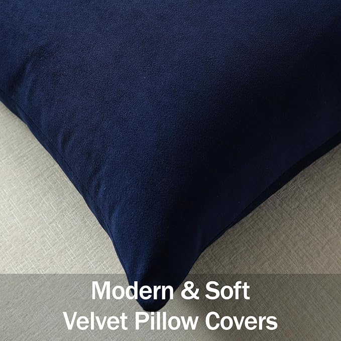 Throw Pillow Covers 16x16 Navy Blue: Pack of 2 Cozy Soft Velvet Square Modern Luxury Decorative Throw Pillow Cases for Sofa Couch Living Room Bed Home Decor