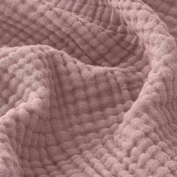 EMME Muslin Blankets for Adults Throw Blanket for Couch Breathable Gauze Soft Lightweight Airy Dusty Pink Queen 90" x 90"