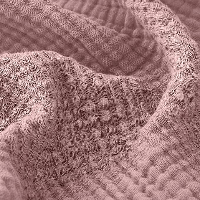 EMME Muslin Blankets for Adults Throw Blanket for Couch Breathable Gauze Soft Lightweight Airy Dusty Pink King 108" x 90"