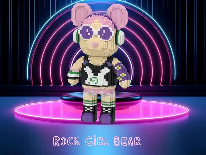 Animal Rock Girl Bear Building Block Set, 6920 Pieces, Micro Construction Toy, Gift for Adults and Kids