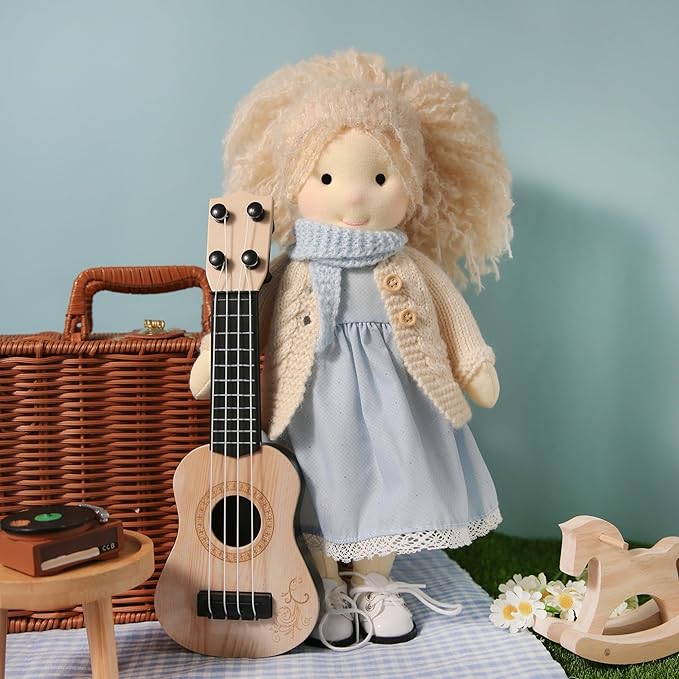 Handmade Waldorf Doll- Florke 12", Soft Girl Rag Doll with Cute Stuffed Plush, Ideal First Doll for Babies & Toddlers