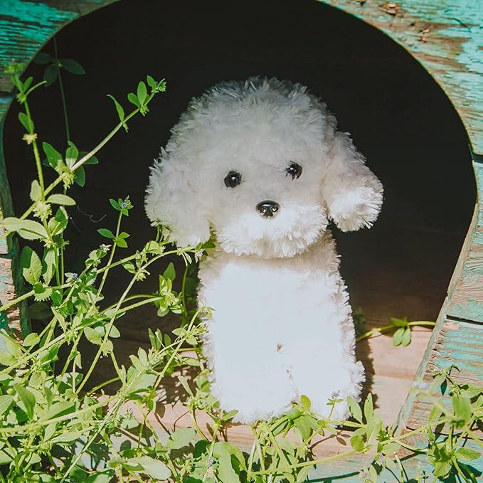 White Toy Poodle Stuffed Animal Dog Puppy - Bichon Frise Maltese Maltipoo White Labradoodle Plush Toy for Kids and Babies - Perfect Birthday & Easter Gift, 12.6"
