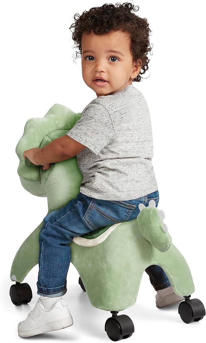 Radio Flyer Dash the Rolling Dinosaur Ride On, Ages 1-3, EZ-Glide 360-degree Wheels, Easy Grip Handles, Soft Plush Face, Ideal for Active and Imaginative Play, Toddler Ride On Toys