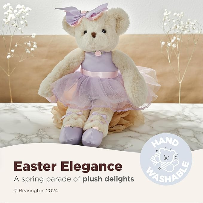 Bearington Collection Ballerina Themed Stuffed Animal - Ballet Doll - Dance Recital Gifts for Girls - Bear Tootsie - 13"