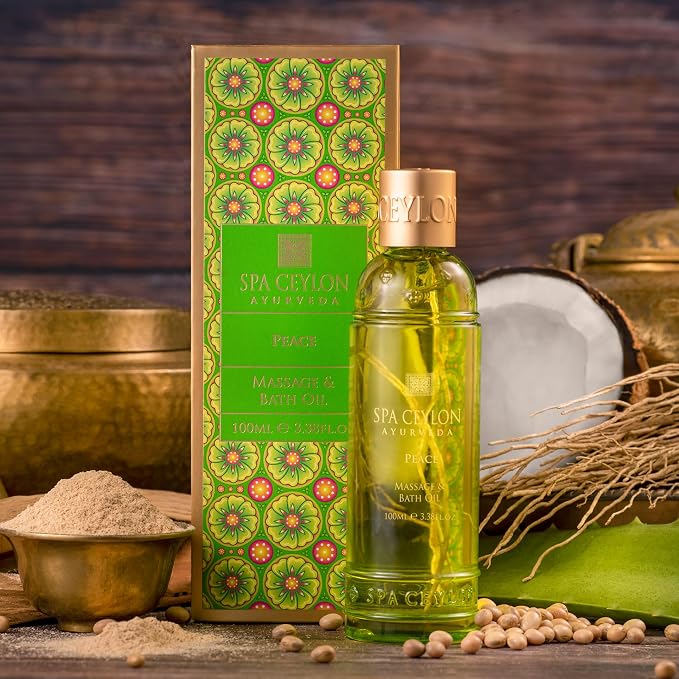 SPA CEYLON Peace Massage & Bath Oil | Soothing Body Ritual | Ayurveda | Massage Oil for Massage Therapy