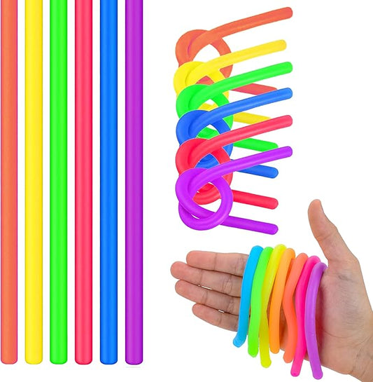 12 Pack Monkey Noodles - Fidget Stretchy Sensory Toys for Kids & Toddlers - Autism Sensory Products - Stretchy String - Party Favors & Treasure Box Toys for Classroom & Easter